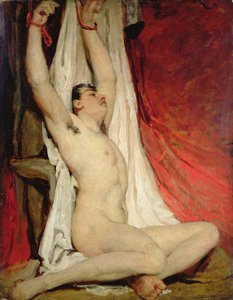 Male Nude, with Arms Up-Stretched